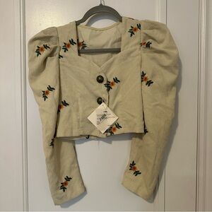 Floral Puff Sleeve Crop Top